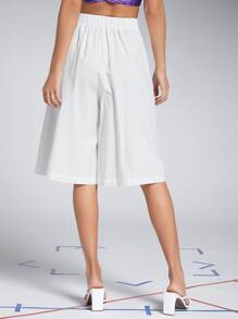 SHEIN Solid Wrap Front Skort - White - View 2