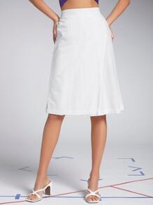 SHEIN Solid Wrap Front Skort - White - View 1