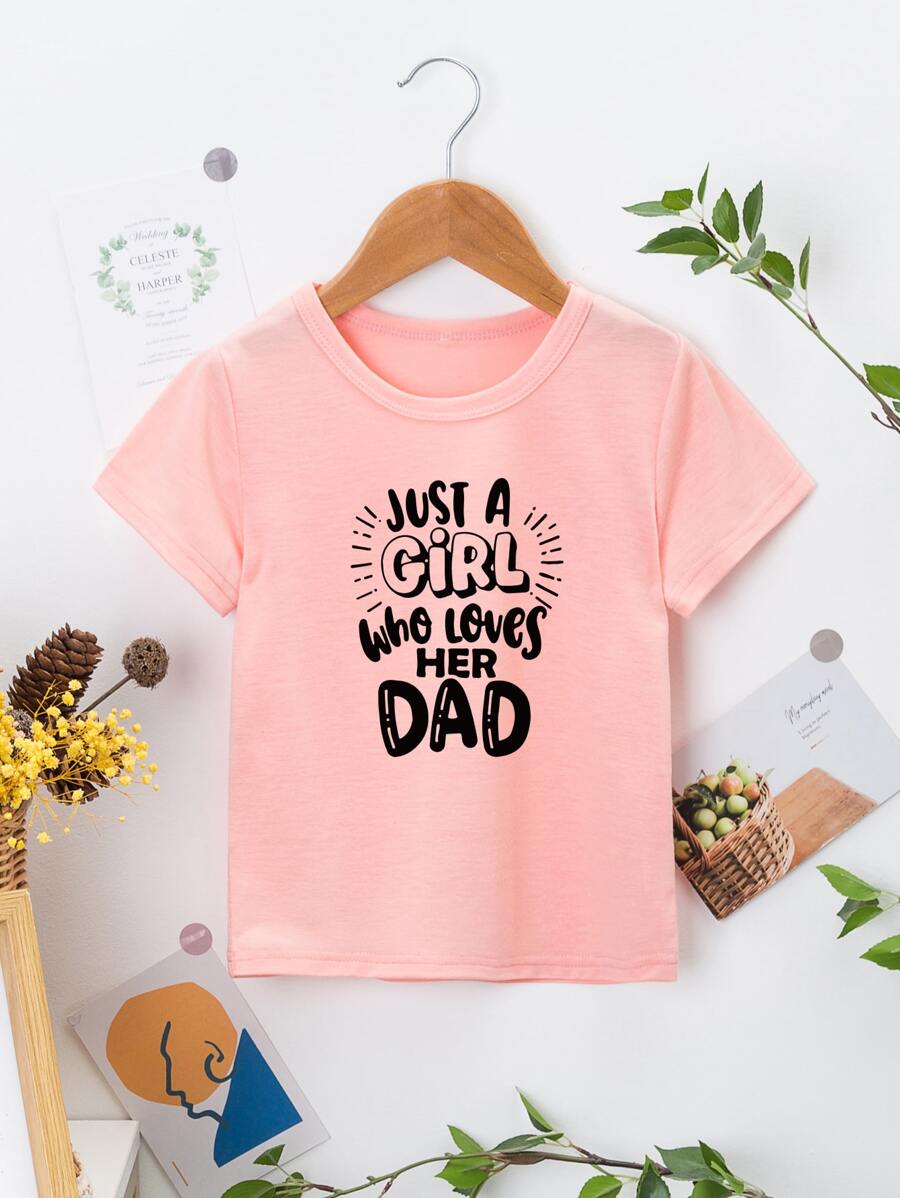 SHEIN Toddler Girls 1pc Slogan Graphic Tee - Baby Pink - View 1