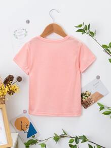 SHEIN Toddler Girls 1pc Slogan Graphic Tee - Baby Pink - View 2