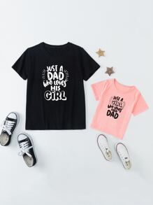 SHEIN Toddler Girls 1pc Slogan Graphic Tee - Baby Pink - View 5