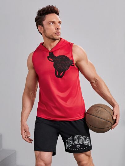 خزان رياضي مقنع بطباعة جرافيك للرجال بطراز حبيب