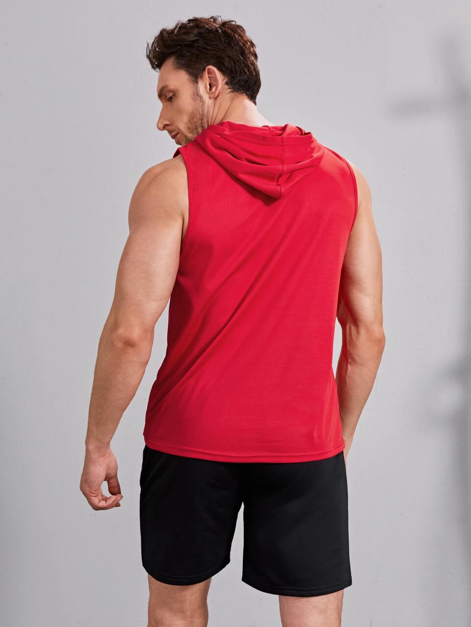 Boyfriend Style Men Graphic Hooded Sports Tank Top