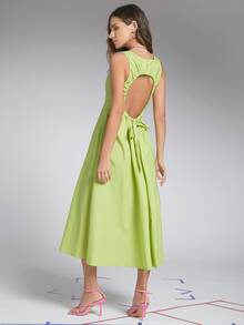 SHEIN 抽繩鏤空素色洋裝