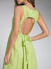 SHEIN 抽繩鏤空素色洋裝