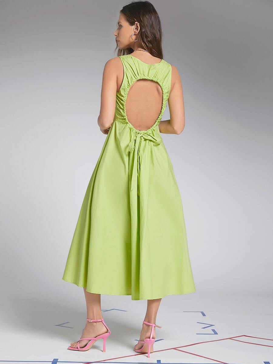 SHEIN 抽繩鏤空素色洋裝