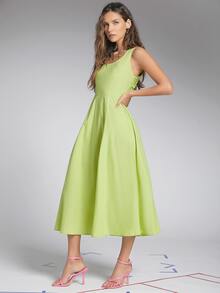 SHEIN 抽繩鏤空素色洋裝