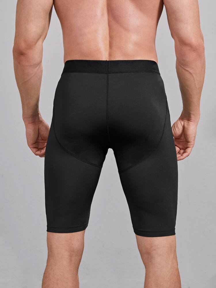 Manfinity Fitness Boyfriend Style Men Medium Stretch Sports Shorts Gym Shorts - Black - View 2