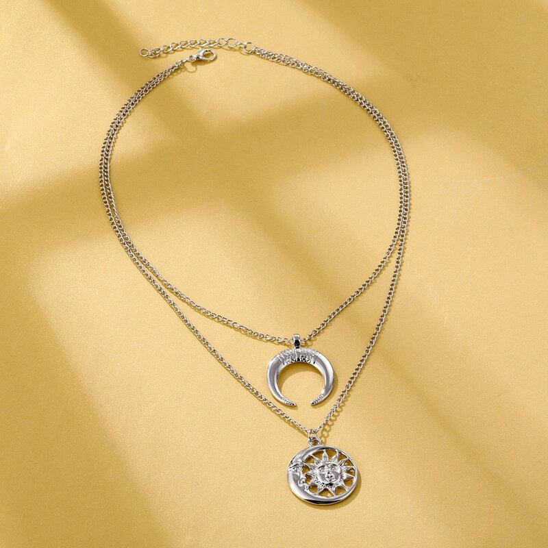 

Sun & Moon Layered Necklace, Gold