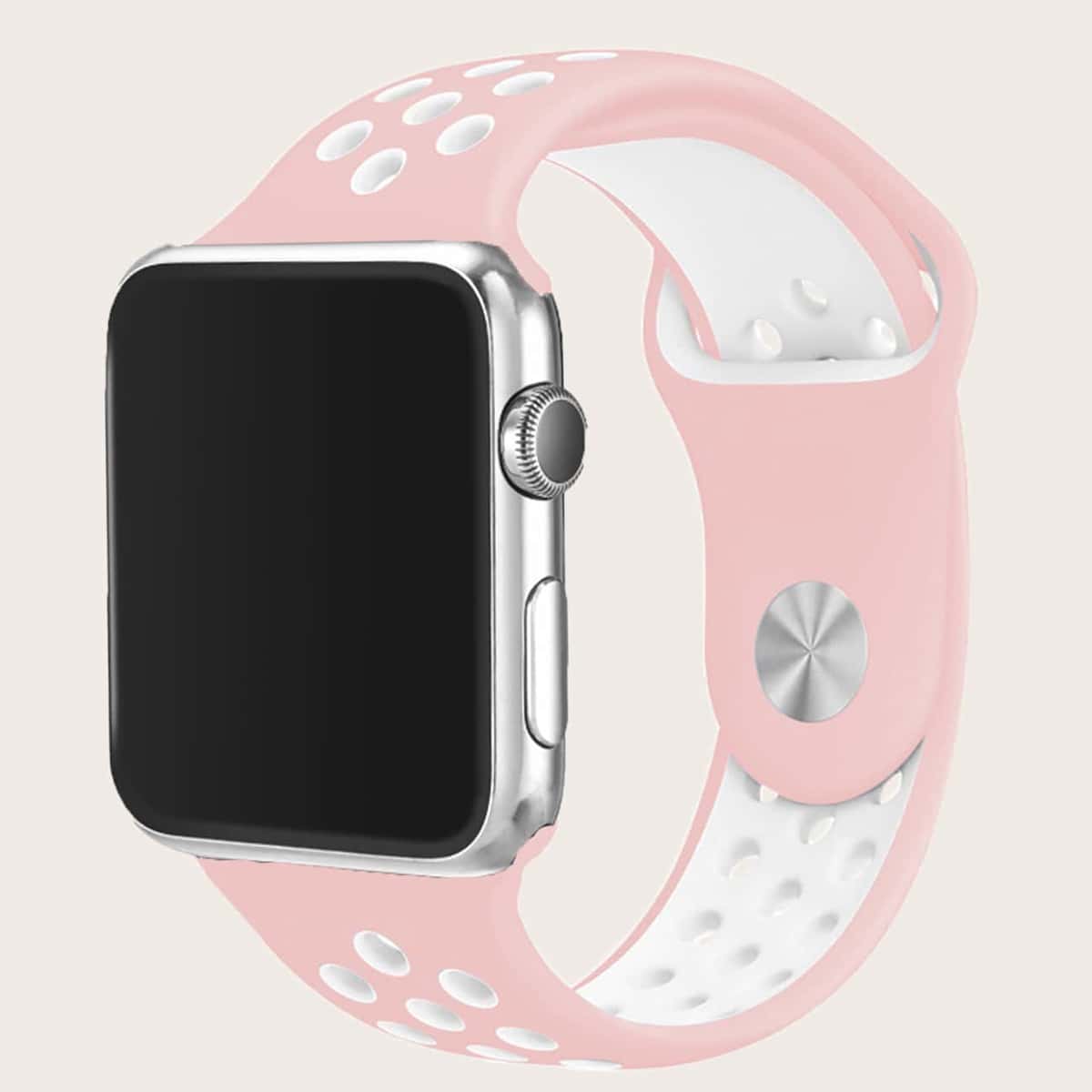 

Silicone Eyelet Apple Watchband, Pink