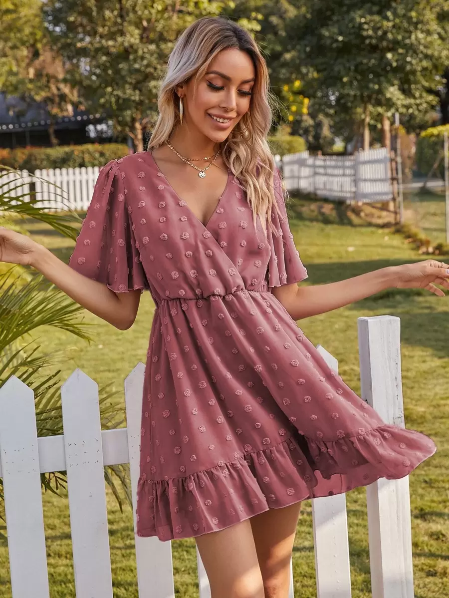 SHEIN Unity Dress Ruffle Plain Boho - Dusty Pink - View 1