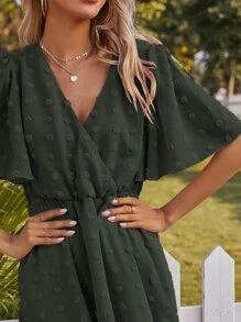 Dress Ruffle Plain Boho - Hijau Tentara - View 7