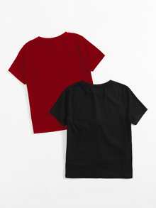 SHEIN LUNE 1pc Heart Print Top - Red - View 2