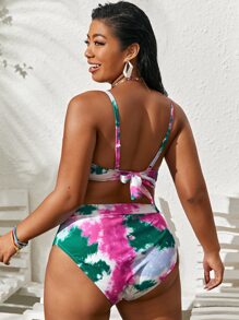 Plus Size Tie Dye Bikini Set Summer Beach - Multicolor - View 2