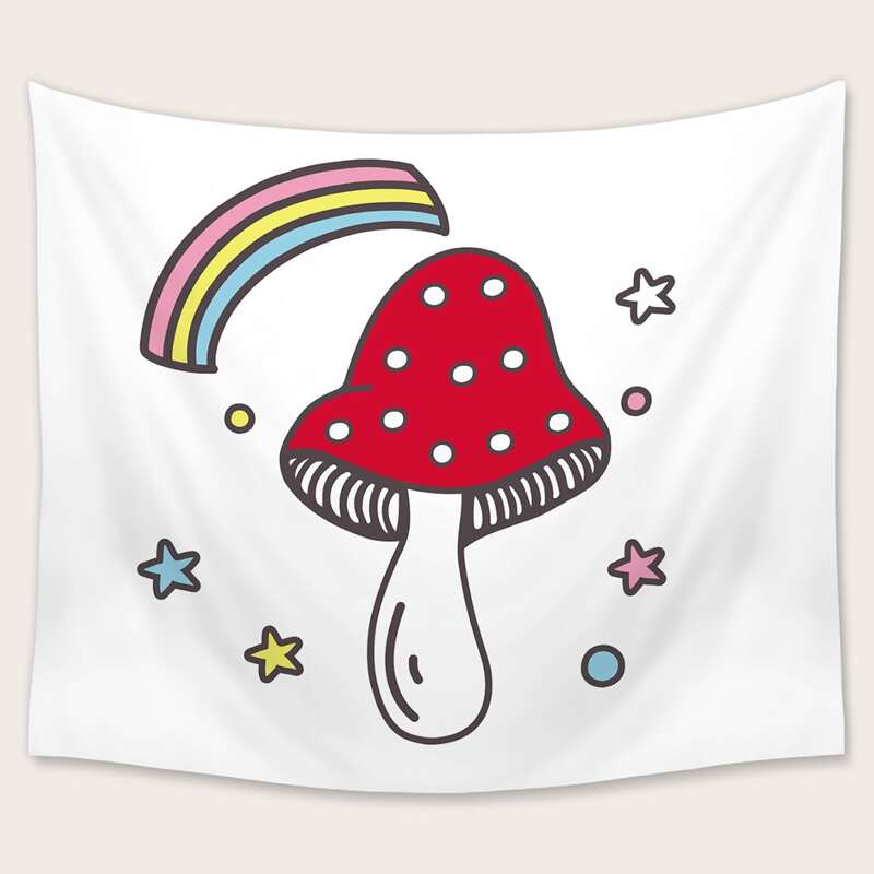 

1pc Mushroom Graphic Tapestry, Multicolor