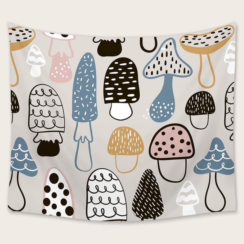 

1pc Mushroom Graphic Tapestry, Multicolor