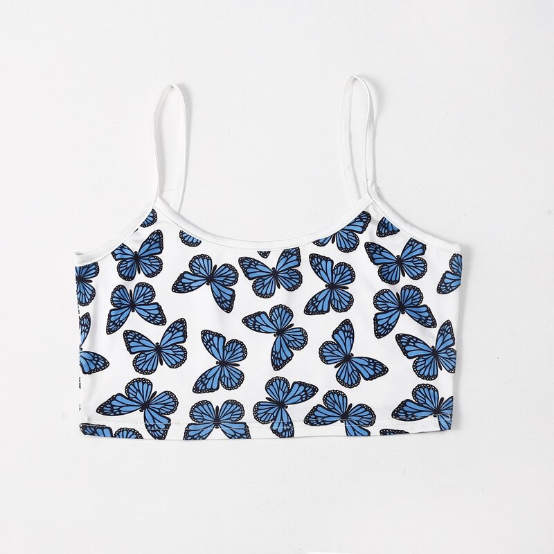 

Butterfly Graphic Crop Cami, White