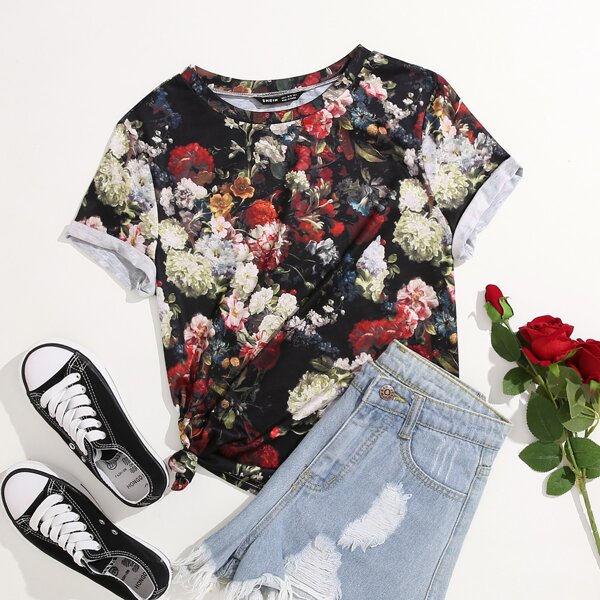 

Plus Floral Print Tee, Multicolor