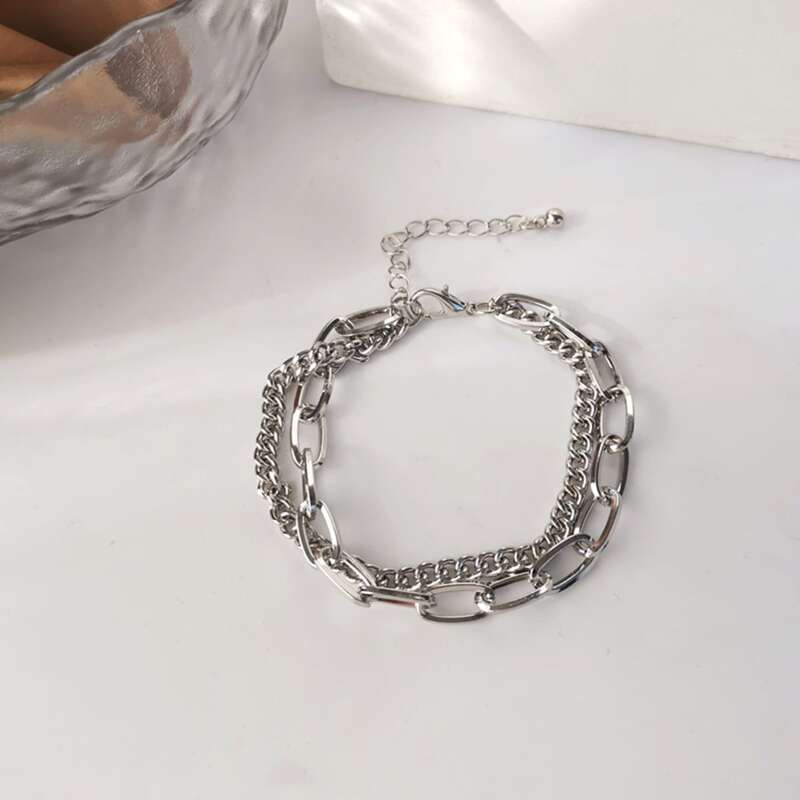

Double Chain Bracelet, Silver