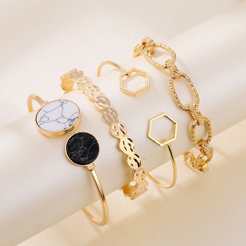 

4pcs Geo Charm Bracelet, Gold