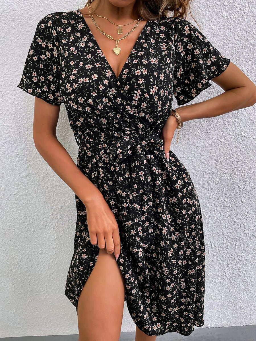 Vestido con cinturón floral - Multicolor - Ver 1