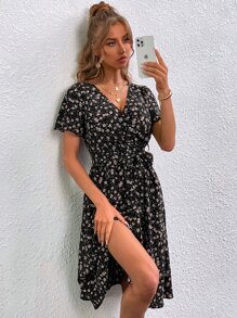 Vestido con cinturón floral - Multicolor - Ver 3