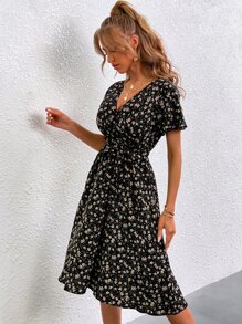 Vestido con cinturón floral - Multicolor - Ver 4