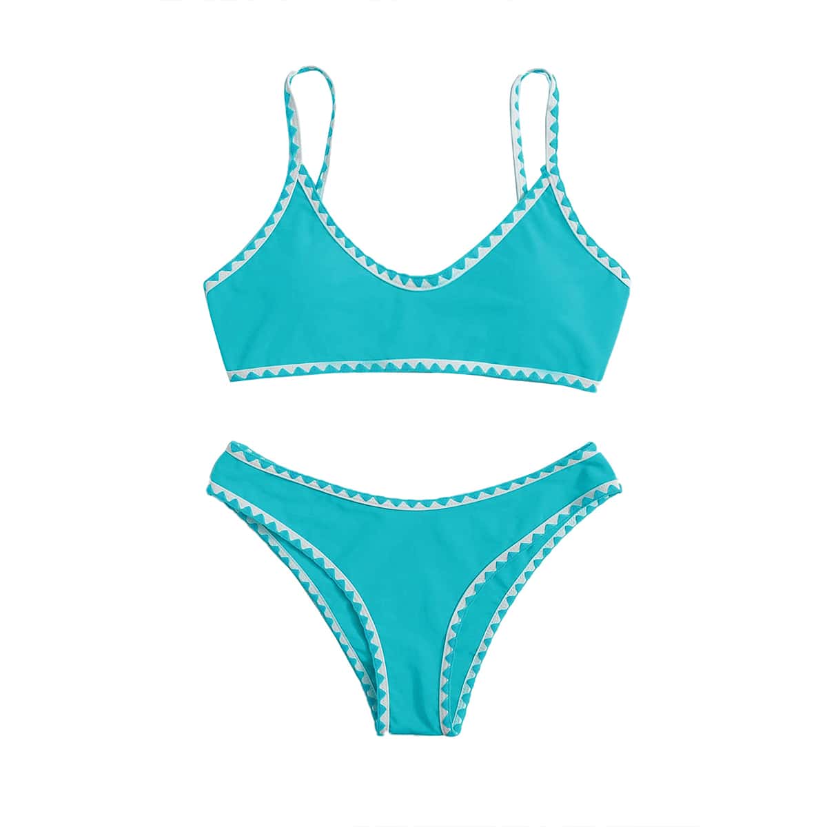 

Contrast Binding Bikini Swimsuit, Green