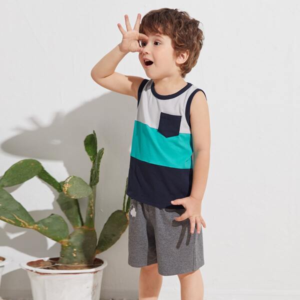 

Toddler Boys Patch Pocket Colorblock Ringer Tank Top, Multicolor