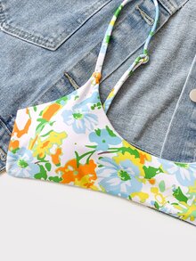 Floral Print Bikini Set For Summer Beach Vacation - Multicolor - View 6