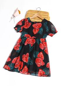 Đầm Gái viền lá sen Hoa Giải trí - Nhiều màu - Xem 1