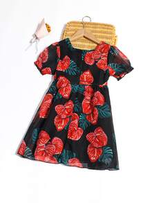 Đầm Gái viền lá sen Hoa Giải trí - Nhiều màu - Xem 2