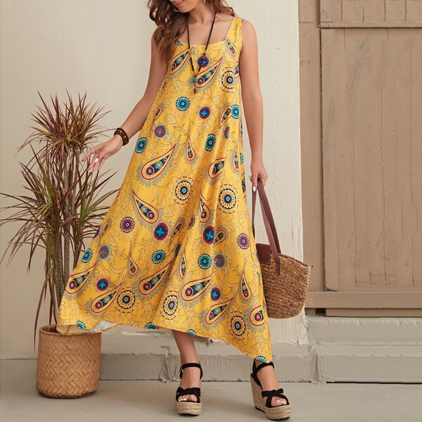 

Paisley Sleeveless Tunic Dress, Multicolor