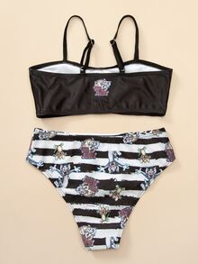 TOM & JERRY X SHEIN Tween Girl Cartoon Graphic Bikini Set Summer Beach - Multicolor - View 2