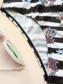 TOM & JERRY X SHEIN Tween Girl Cartoon Graphic Bikini Set Summer Beach - Multicolor - View 5