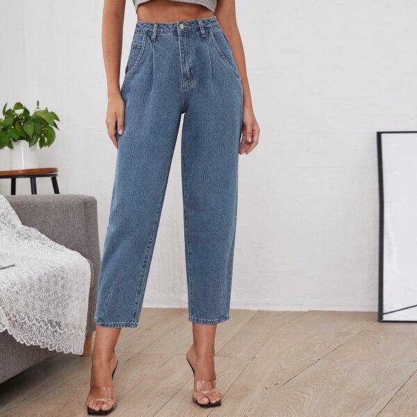 

High Waisted Mom Fit Jeans, Medium wash