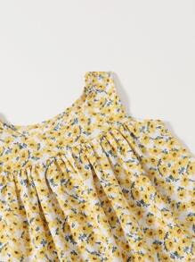 Girls Ditsy Floral Tank Top With Shorts - Multicolor - View 3