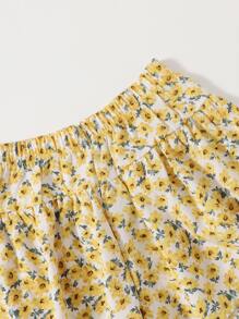 Girls Ditsy Floral Tank Top With Shorts - Multicolor - View 4