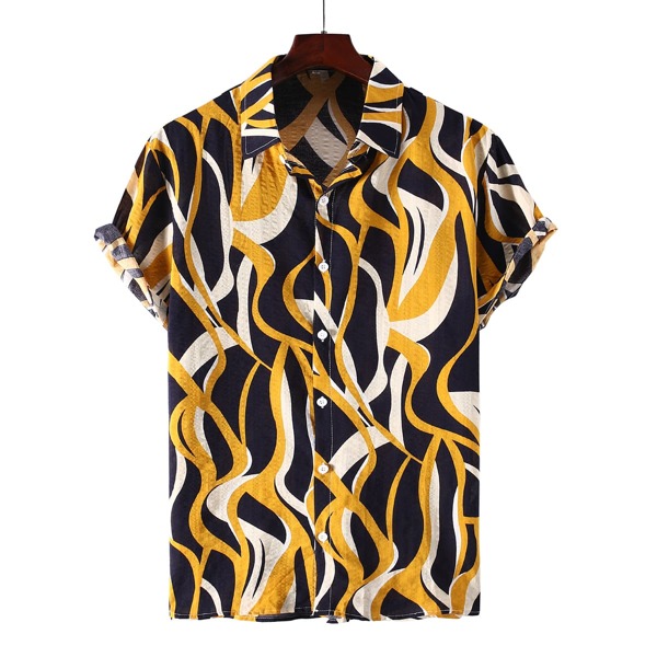 

Men Button Front Graphic Shirt, Multicolor