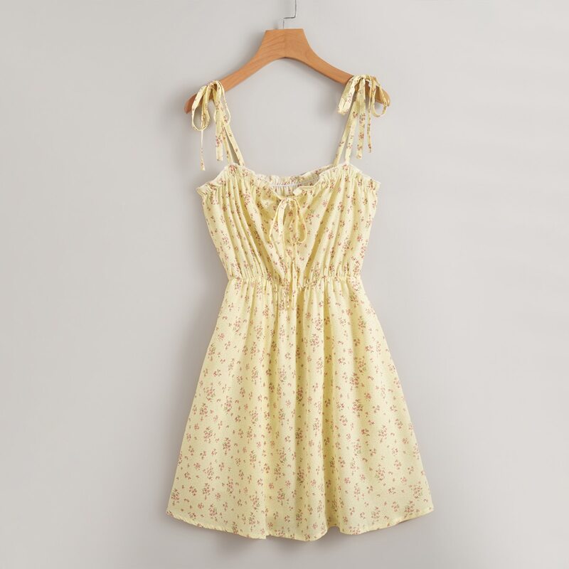 

Ditsy Floral Tie Shoulder Dress, Yellow