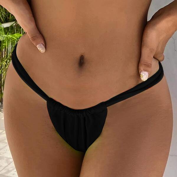 

Solid Thong Bikini Panty, Black
