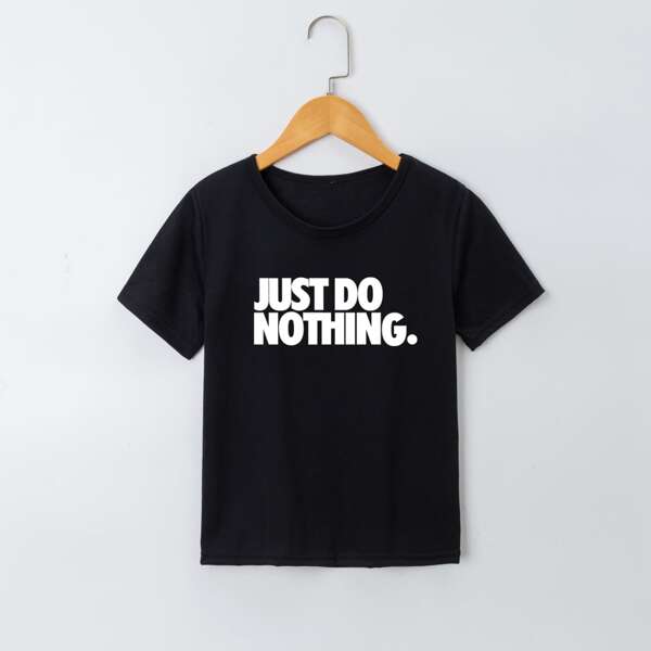 

Girls Slogan Graphic Tee, Black