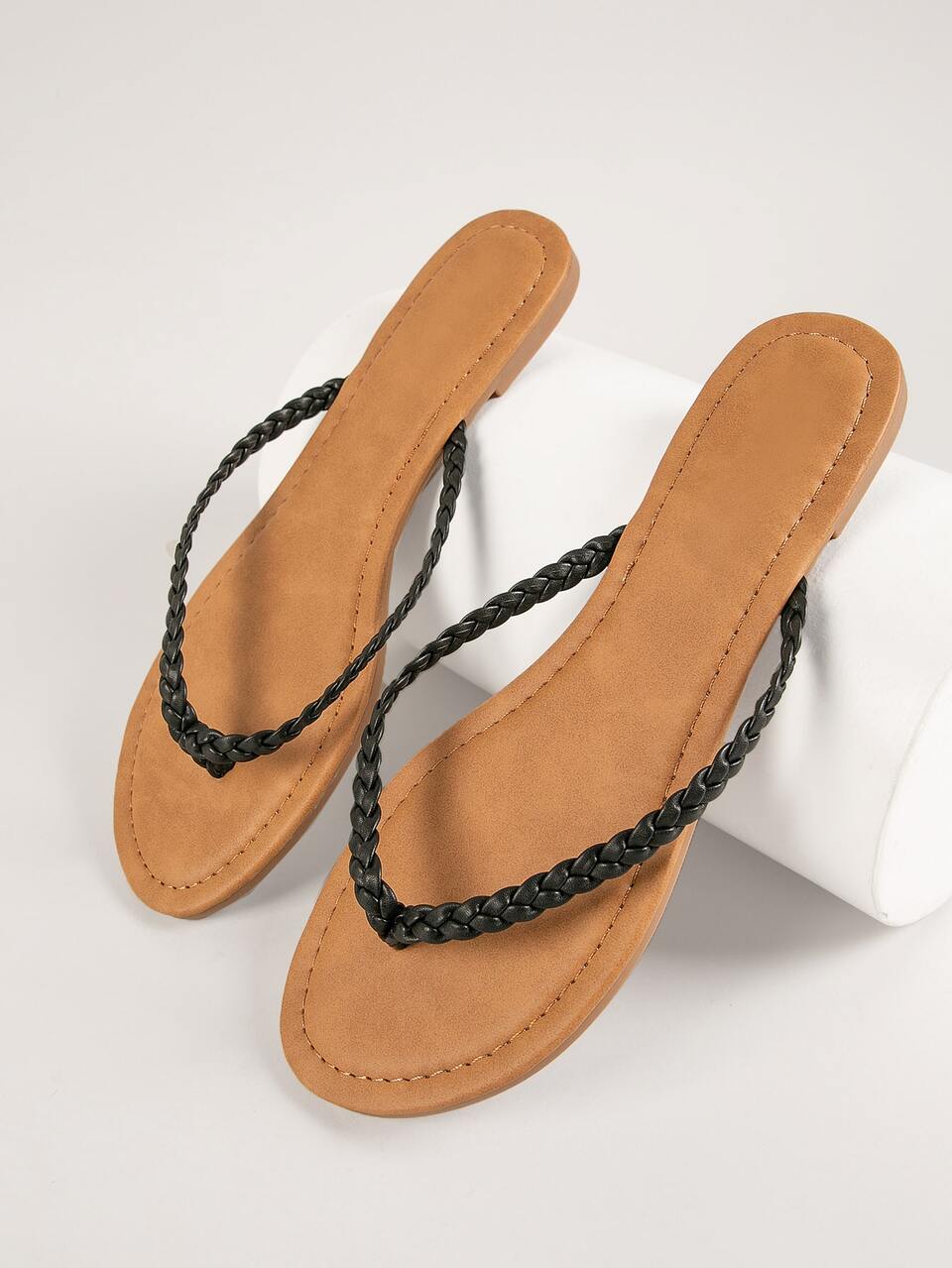 Women's Casual Braided Slip On Flip Flop Thong Sandals Valentine's Day