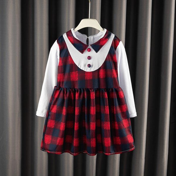

Toddler Girls 2 In 1 Plaid Smock Dress, Multicolor