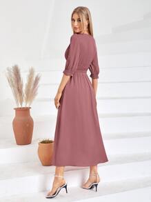 Modelyn 素色荷葉邊袖A字型洋裝