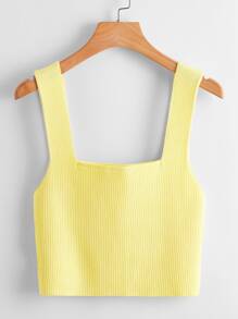 SHEIN Unity Solid Ribbed Knit Top - Yellow - View 2