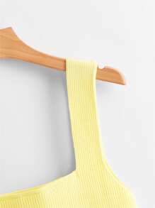 SHEIN Unity Solid Ribbed Knit Top - Yellow - View 3