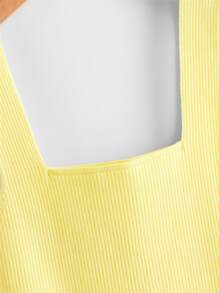 SHEIN Unity Solid Ribbed Knit Top - Yellow - View 4