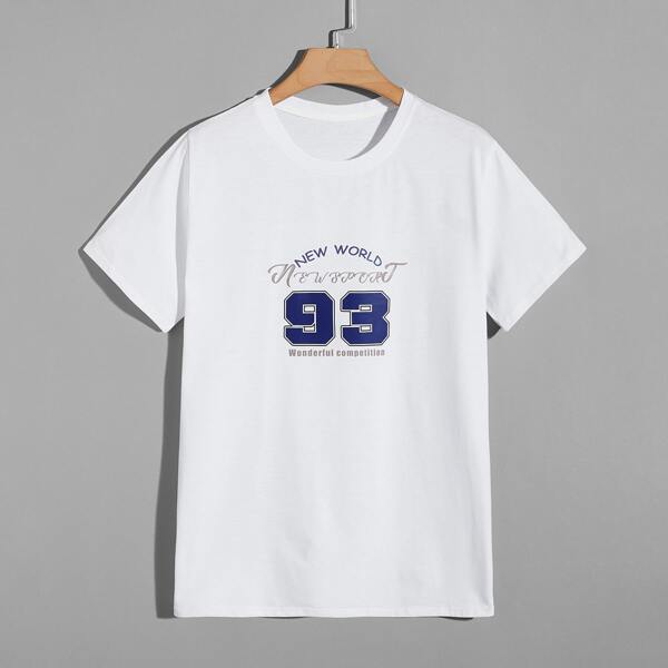 

Men Letter Graphic Sports Tee, White