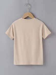 小女童嘴唇和獵豹圖案T恤 - 卡其色 - 查看 2